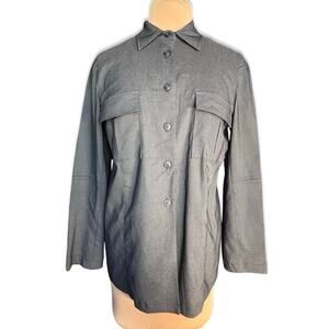 Vintage Harve Benard Gray Utility Shirt Jacket Button Front Stretch Minimalist